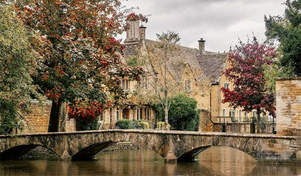One of the bridges spanning the River Windrush in Bourton on the Water