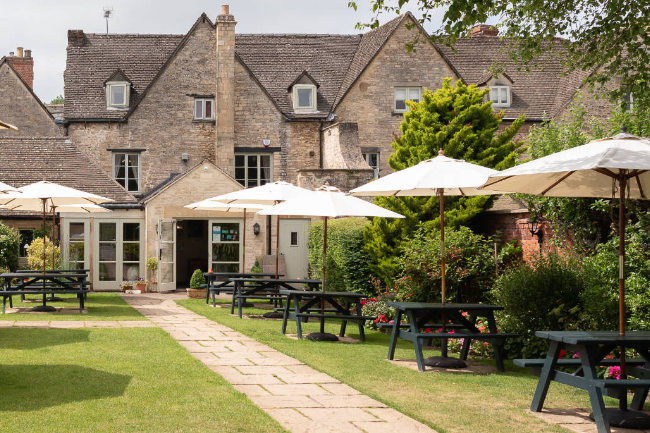 Lovely walled garden at The Corinium Hotel in Cirencester