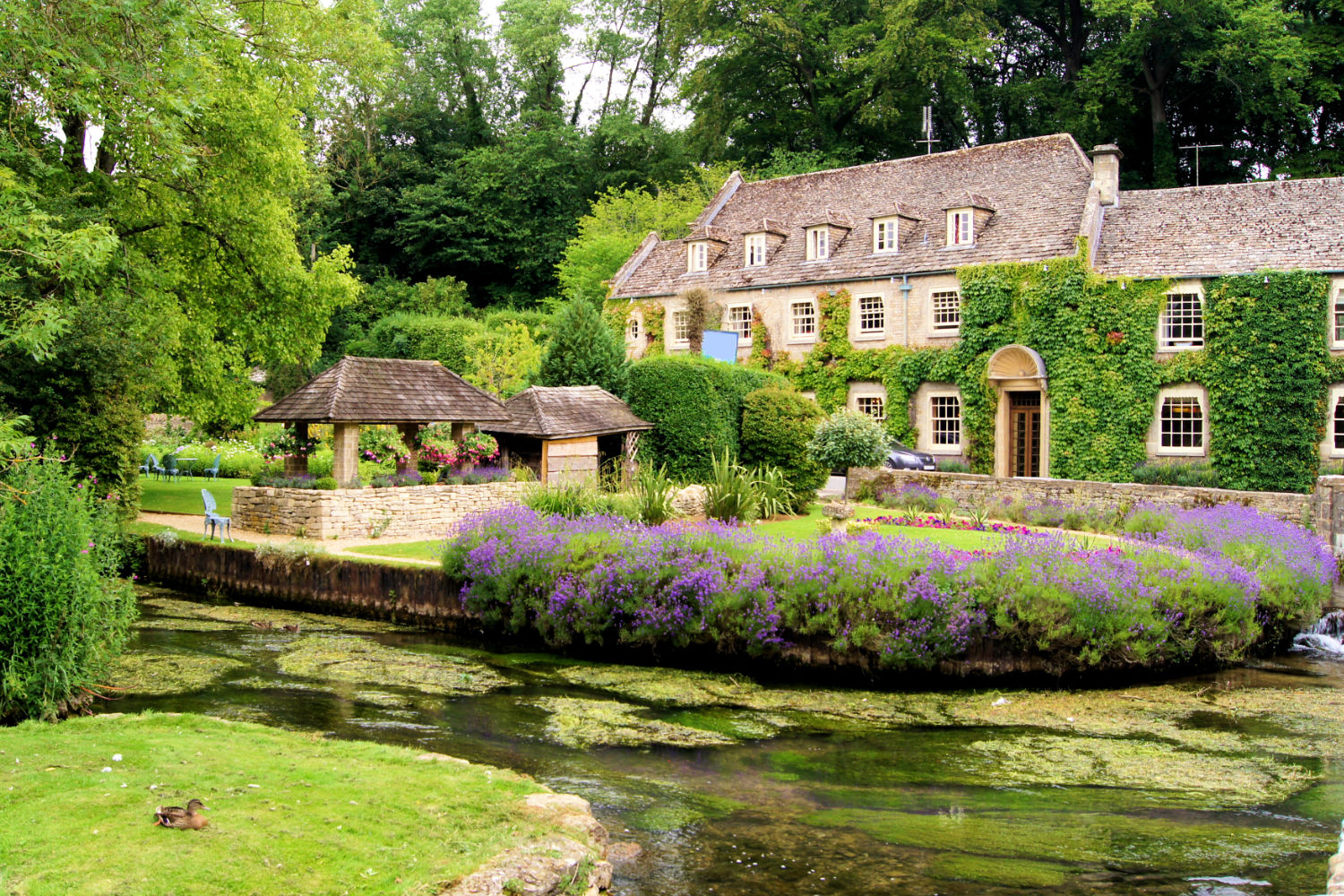 The extremely popular Cotswold village of Bibury near Cirencester