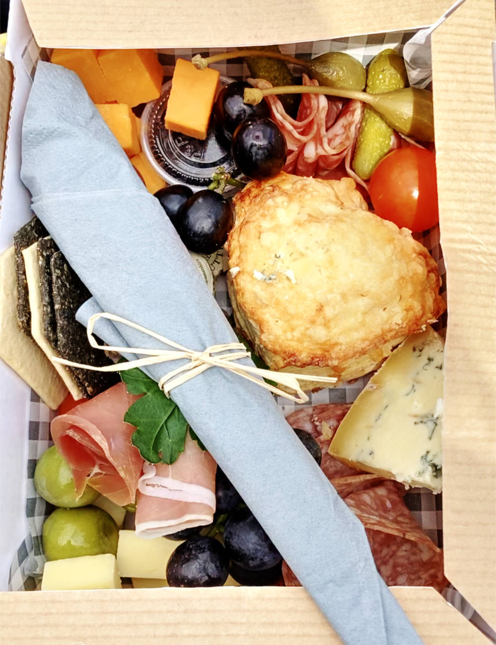 The Hive's delicious cheese and charcuterie - centre stage, their scrummy savoury scone
