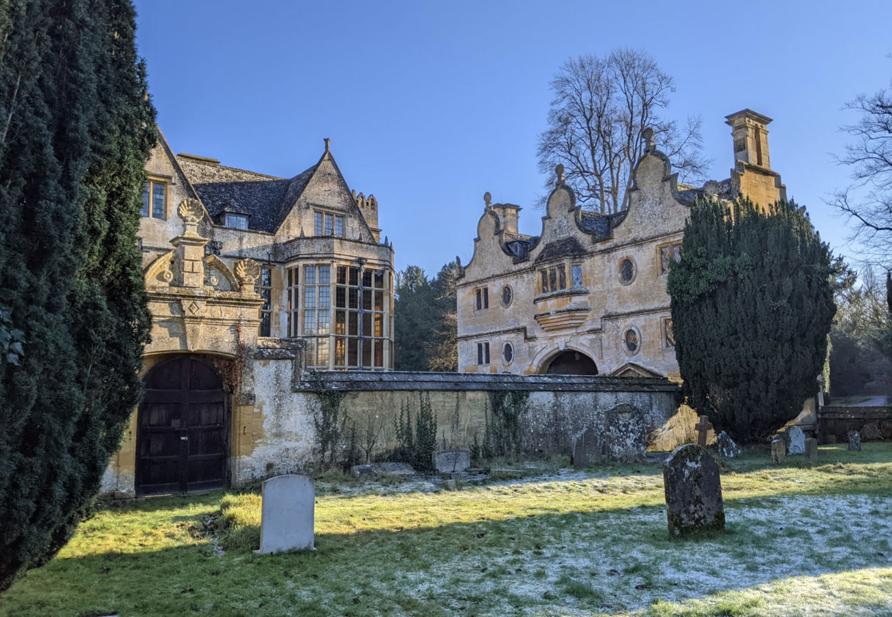 Part of Stanway House from St Peter's churchyard
