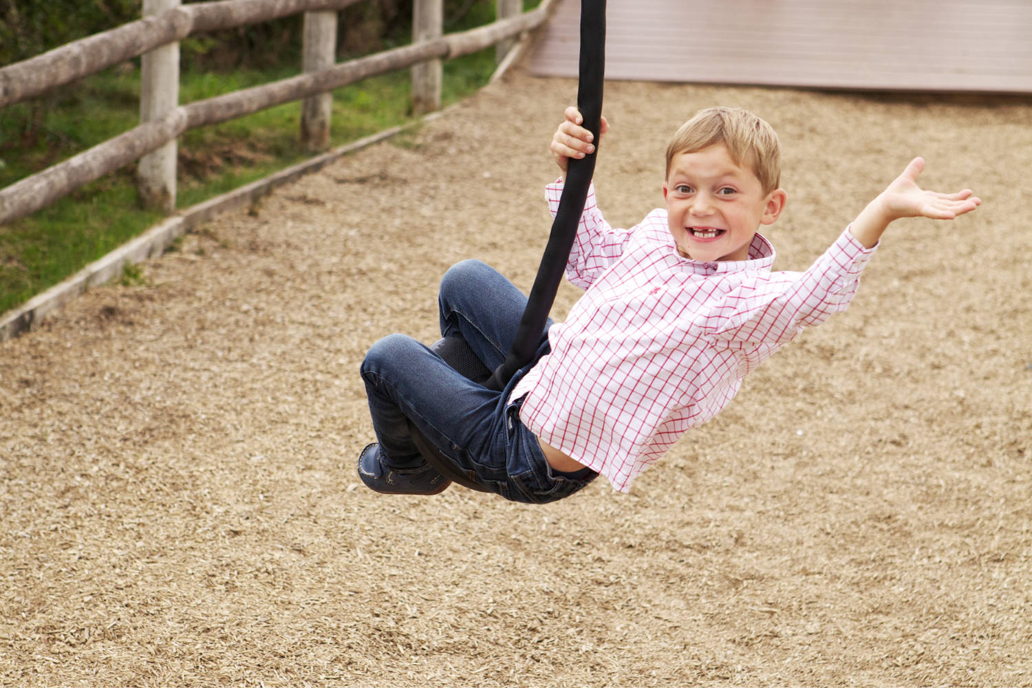 Zip wire at the Cotswold Farm Park in Gloucestershire