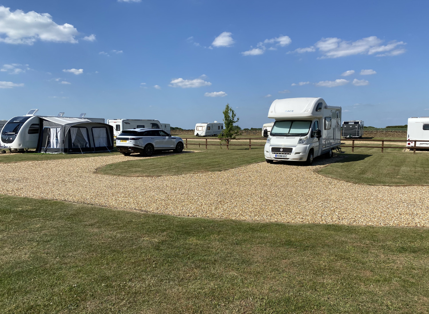 Touring caravan site at Cotswold Hills Country Park near Chipping Norton