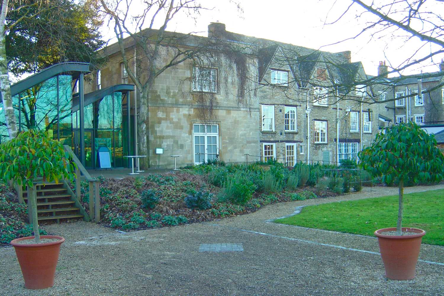 A view of the rear of the Oxfordshire Mueum from the garden