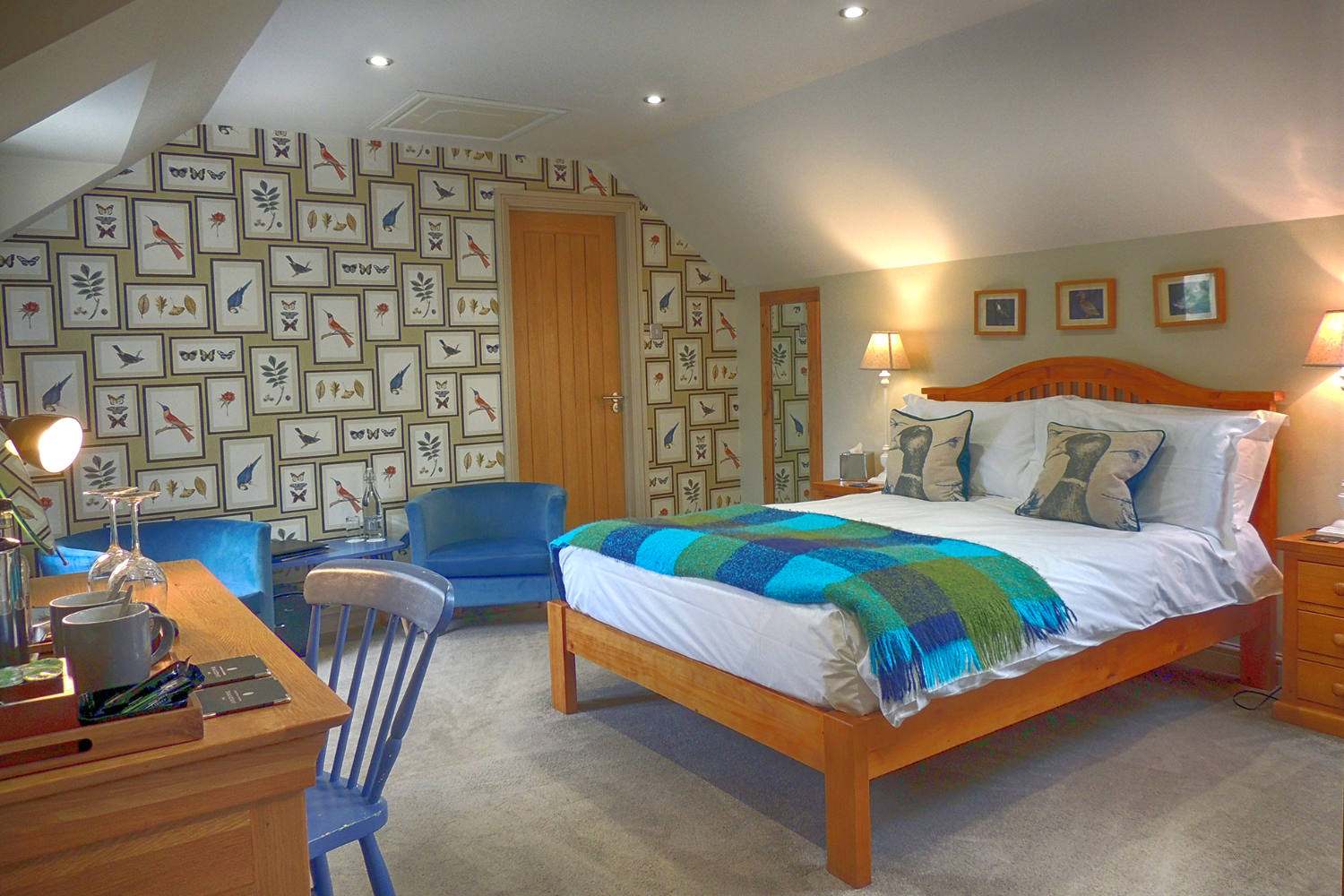 Beautiful superior double room with a king size bed, complimentary mini bar, Nespresso coffee machine and separate bath and shower